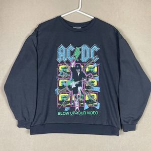 AC/DC Blow Up Your Video Womens L Sweatshirt Crew Neck Black Graphic Print